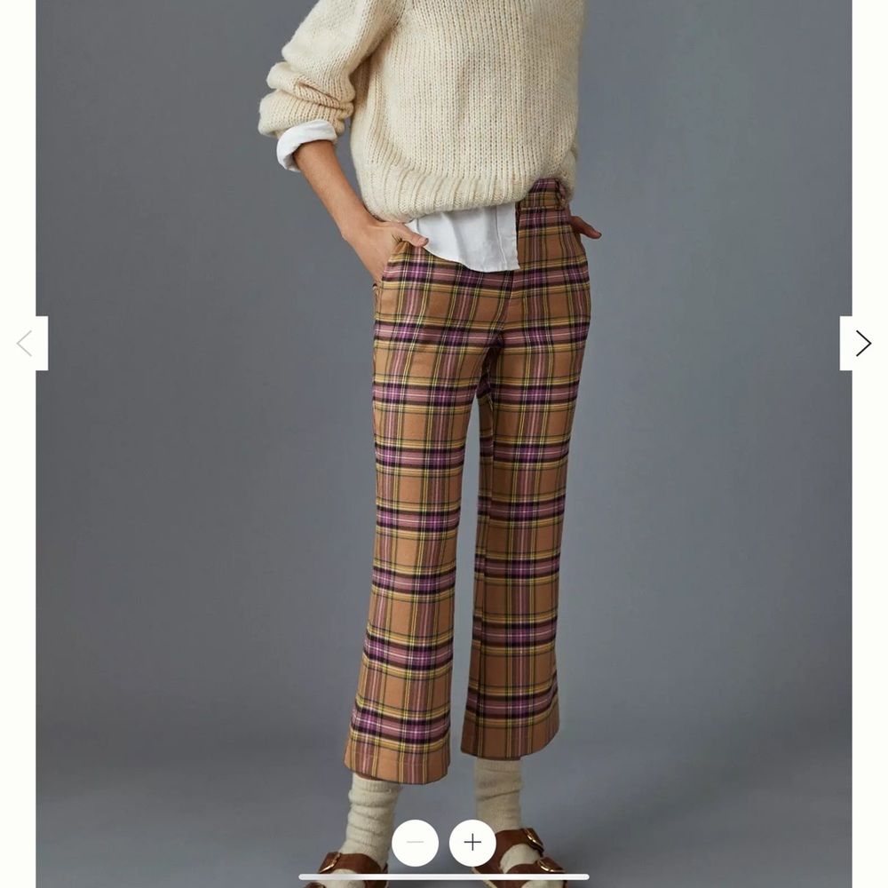 Anthropologie Tan and Brown Boot Cut & Flare Pants